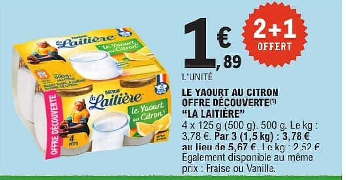 LE YAOURT AU CITRON OFFRE DÉCOUVERTE(1) “LA LAITIÈRE”