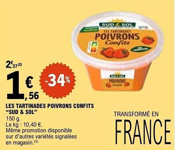 LES TARTINADES POIVRONS CONFITS “SUD & SOL”