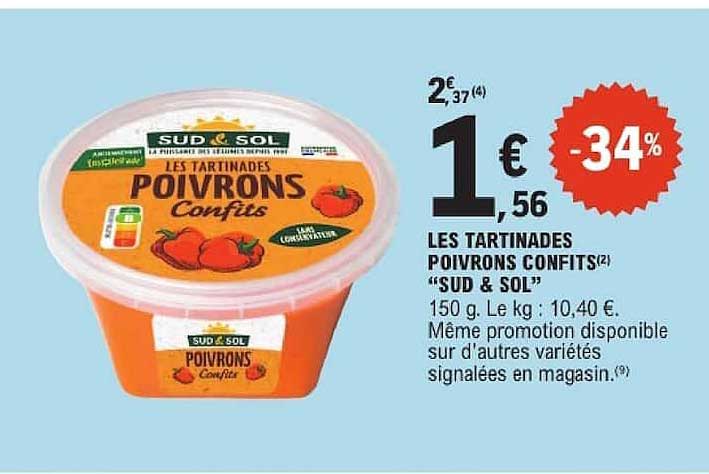 LES TARTINADES POIVRONS CONFITS “SUD & SOL”