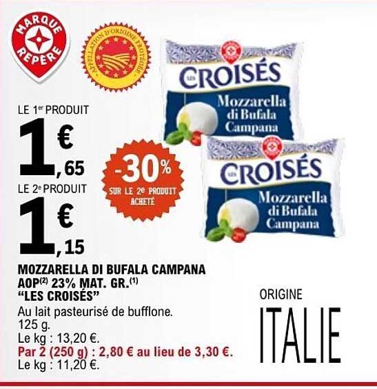 MOZZARELLA DI BUFALA CAMPANA AOP(2) 23% MAT. GR.(1) “LES CROISÉS”