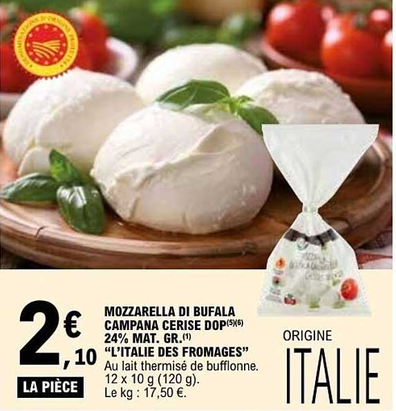 MOZZARELLA DI BUFALA CAMPANA CERISE DOP(5)(6) 24% MAT. GR.(1) “L’ITALIE DES FROMAGES”