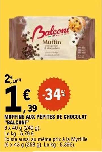 MUFFINS AUX PÉPITES DE CHOCOLAT “BALCONI”