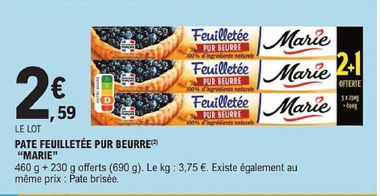 PATE FEUILLETEE PUR BEURRE «MARIE»