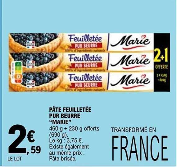 PÂTE FEUILLETÉE PUR BEURRE “MARIE”