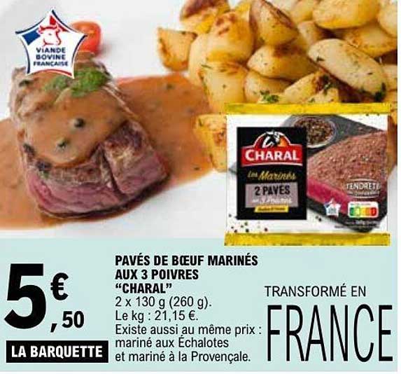 PAVÉS DE BŒUF MARINÉS AUX 3 POIVRES "CHARAL"