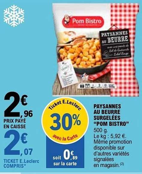 PAYSANNES AU BEURRE SURGELÉES “POM BISTRO” 500 g