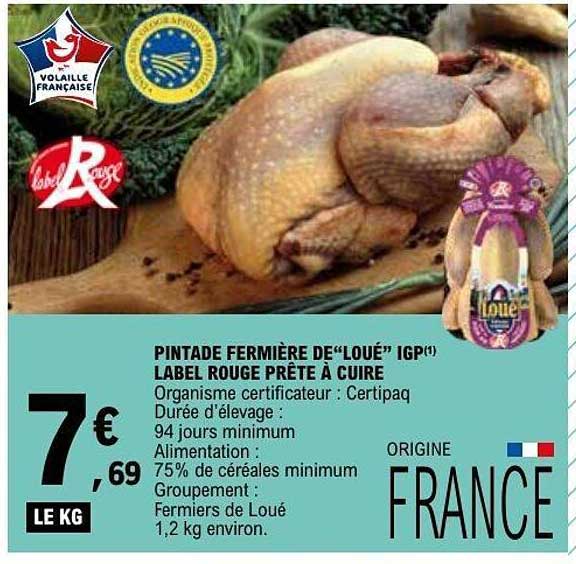 PINTADE FERMIÈRE DE “LOUÉ” IGP(1) LABEL ROUGE PRÊTE À CUIRE