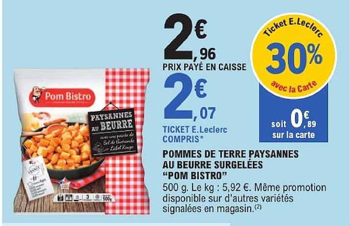 POMMES DE TERRE PAYSANNES AU BEURRE SURGELÉES "POM BISTRO"