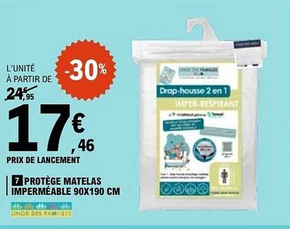 PROTÈGE MATELAS IMPERMÉABLE 90X190 CM