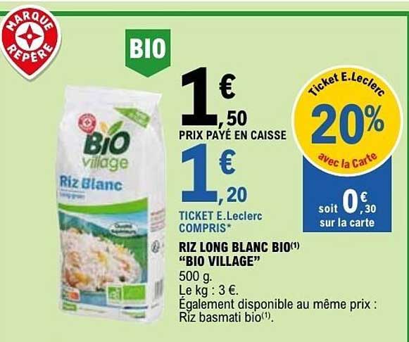 RIZ LONG BLANC BIO “BIO VILLAGE”