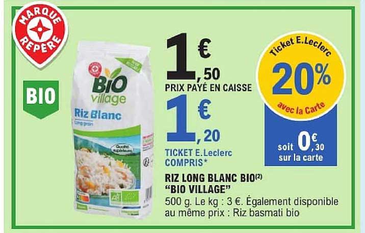 RIZ LONG BLANC BIO "BIO VILLAGE"