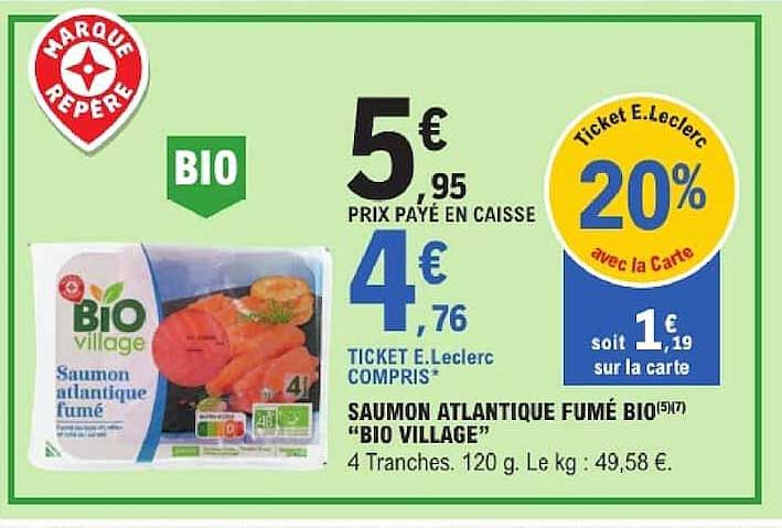 SAUMON ATLANTIQUE FUMÉ BIO “BIO VILLAGE”