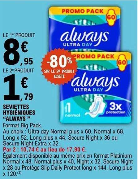 SEVETTES HYGIÉNIQUES "ALWAYS"