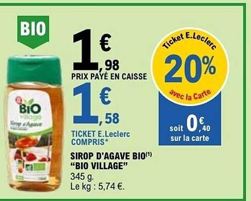 SIROP D'AGAVE BIO "BIO VILLAGE"
