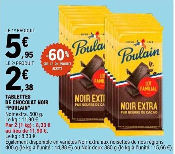 TABLETTES DE CHOCOLAT NOIR “POULAIN”