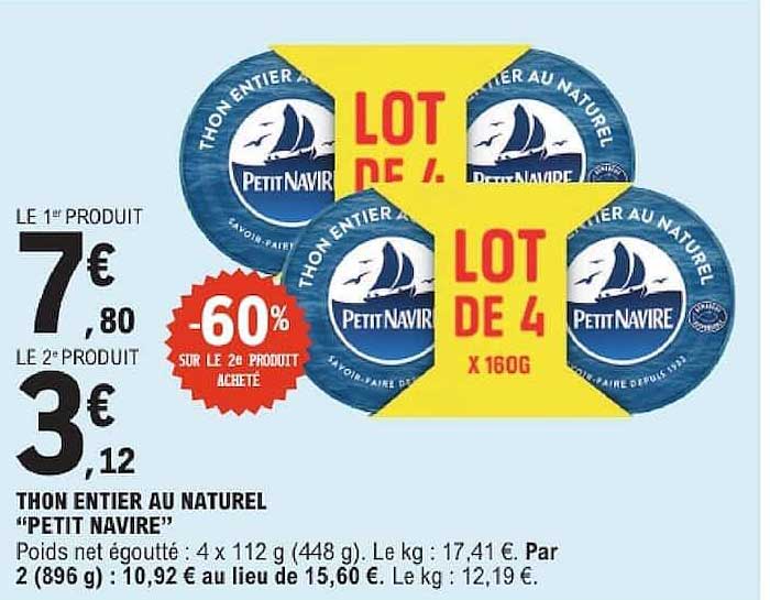 THON ENTIER AU NATUREL "PETIT NAVIRE"
