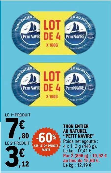 THON ENTIER AU NATUREL "PETIT NAVIRE"