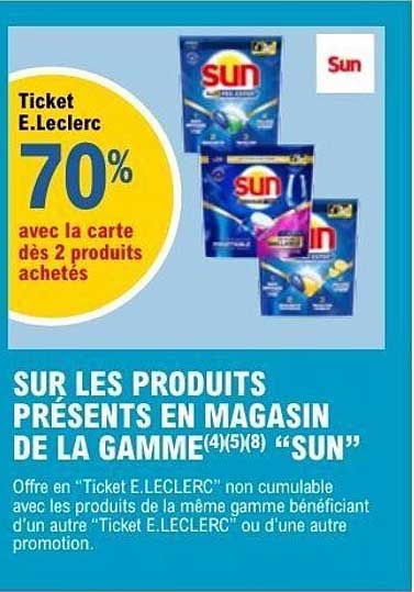 Ticket E.Leclerc 70% avec la carte dès 2 produits achetés