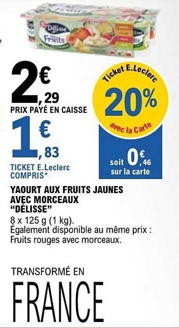 YAOURT AUX FRUITS JAUNES AVEC MORCEAUX "DÉLISSÉ"