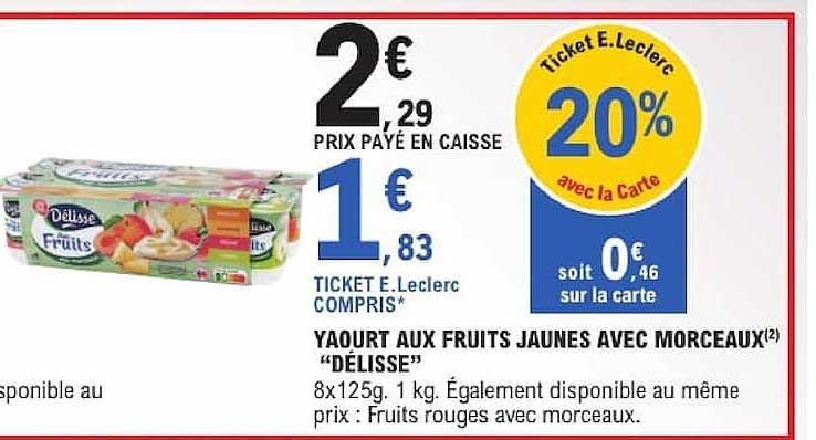 YAOURT AUX FRUITS JAUNES AVEC MORCEAUX "DÉLISSE"