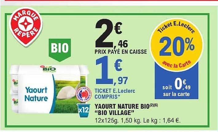 YAOURT NATURE BIO “BIO VILLAGE”