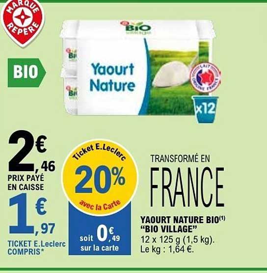 YAOURT NATURE BIO «BIO VILLAGE»