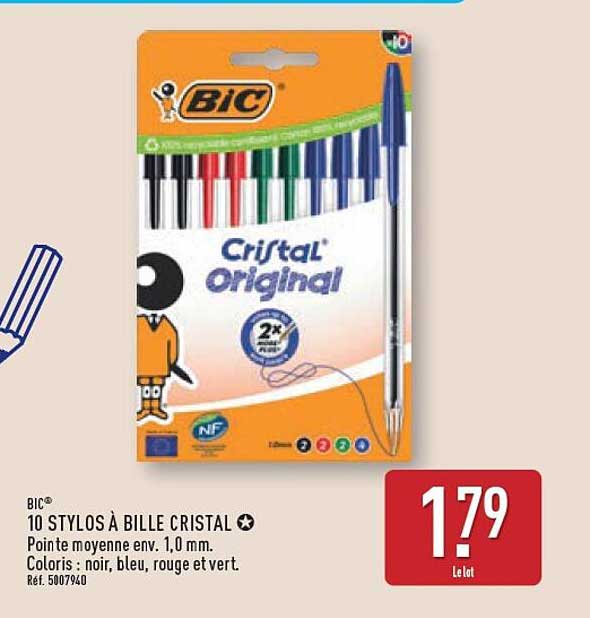 10 STYLOS À BILLE CRISTAL