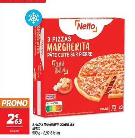 3 PIZZAS MARGHERITA SURGELÉES NETTO