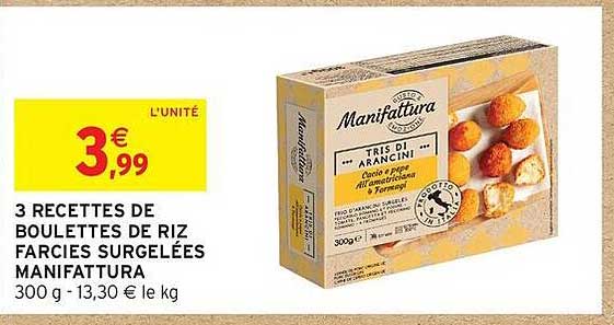 3 RECETTES DE BOULETTES DE RIZ FARCIES SURGELÉES MANIFATTURA