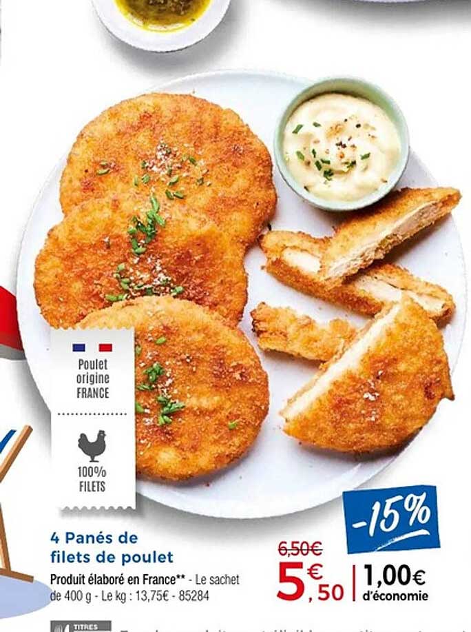 4 Panés de filets de poulet