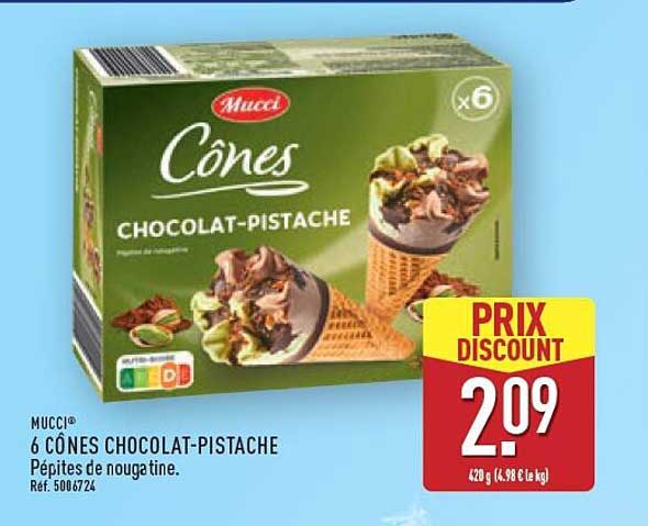 6 Cônes Chocolat-Pistache