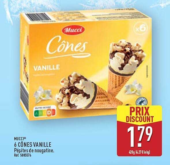 6 CÔNES VANILLE