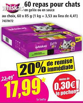 60 repas pour chats en gelée ou en sauce