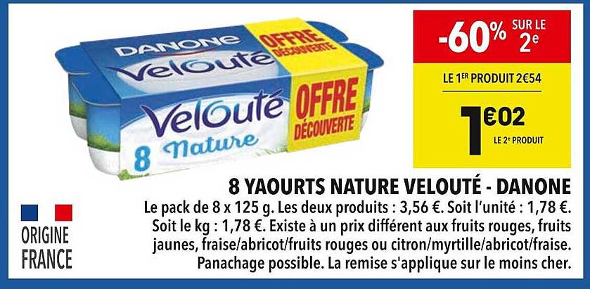 8 YAOURTS NATURE VELOUTÉ - DANONE