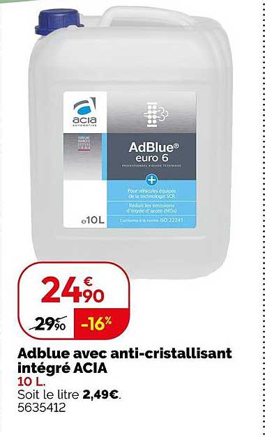 Adblue avec anti-cristallisant intégré ACIA 10 L
