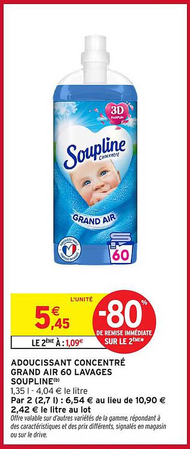ADOUCISSANT CONCENTRÉ GRAND AIR 60 LAVAGES SOUPLINE