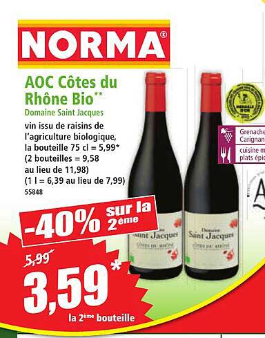 AOC Côtes du Rhône Bio* Domaine Saint Jacques