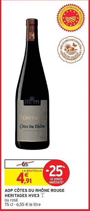 AOP Côtes du Rhône rouge Héritages HVE3