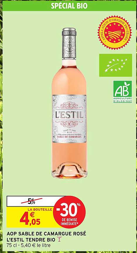 AOP Sable de Camargue Rosé L'Estil Tendre Bio