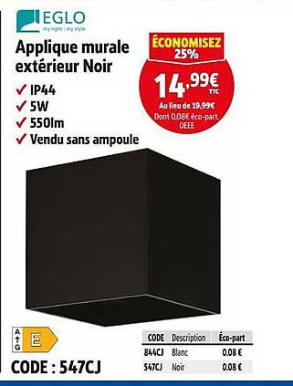 Applique murale extérieure Noir