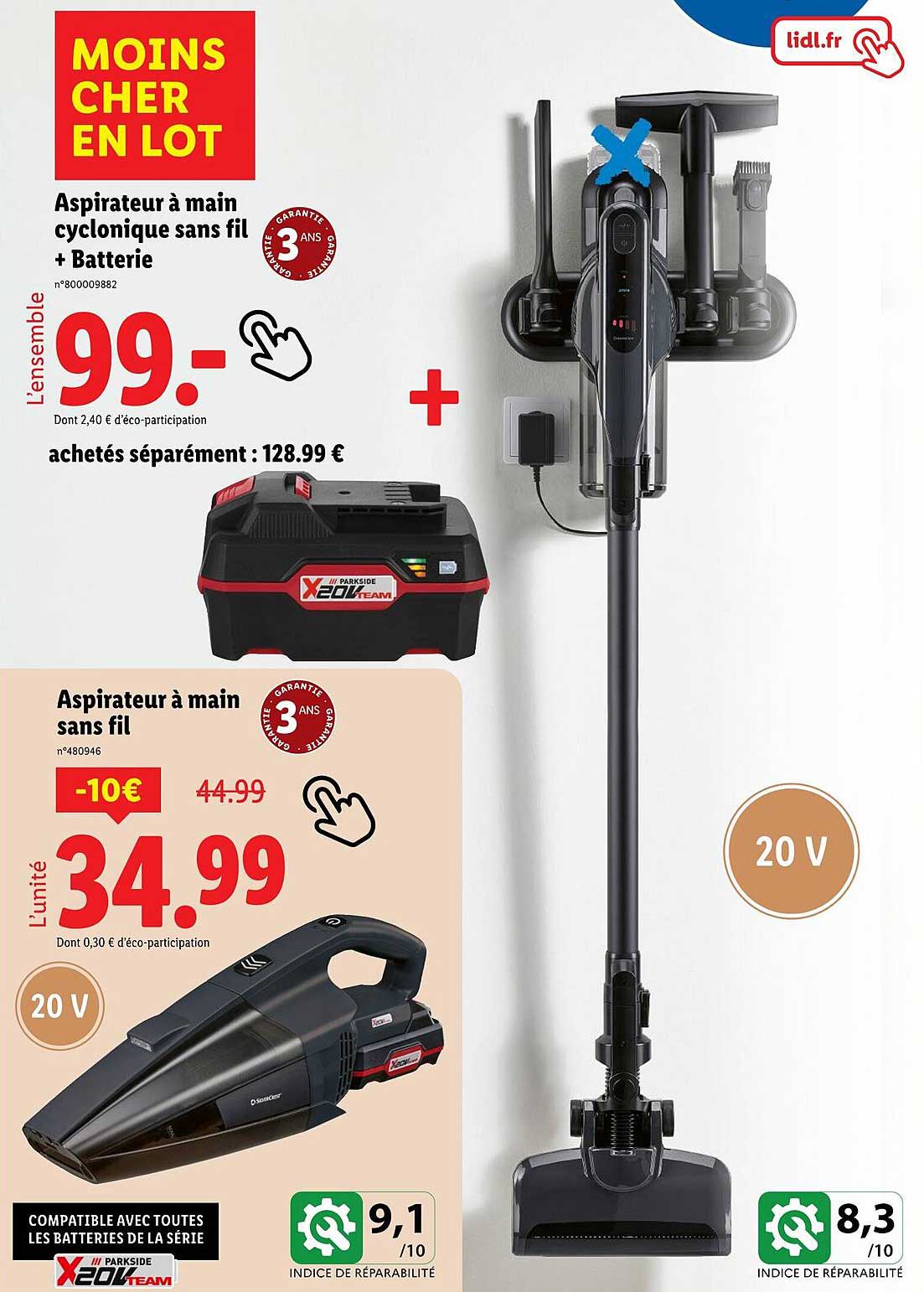 Aspirateur à main cyclonique sans fil + Batterie