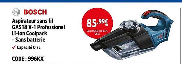 Aspirateur sans fil GAS18 V-1 Professional Li-Ion Coolpack - Sans batterie
