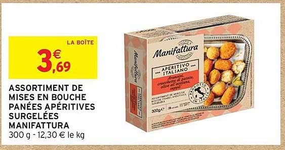 ASSORTIMENT DE MISES EN BOUCHE PANÉES APÉRITIVES SURGELÉES MANIFATTURA