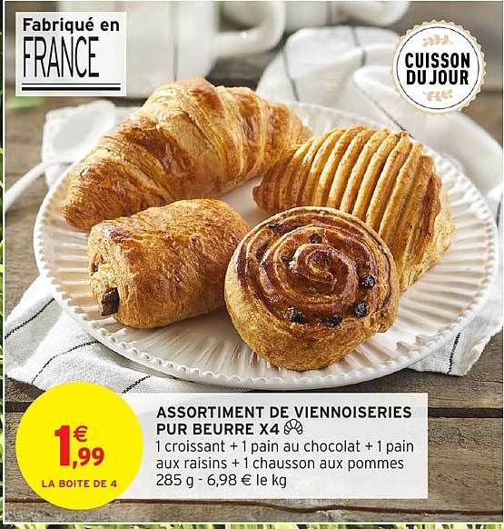 ASSORTIMENT DE VIENNOISERIES PUR BEURRE X4