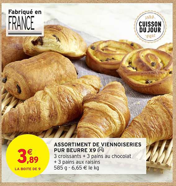 ASSORTIMENT DE VIENNOISERIES PUR BEURRE X9