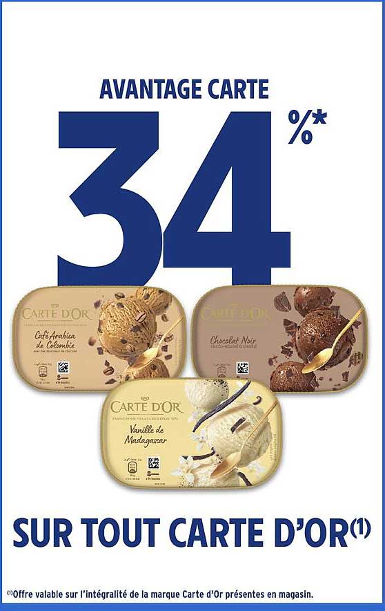 AVANTAGE CARTE 34% SUR TOUT CARTE D'OR