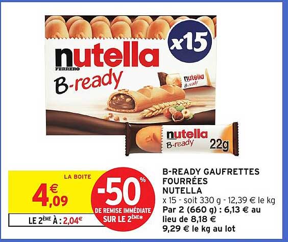 B-READY GAUFRETTES FOURRÉES NUTELLA