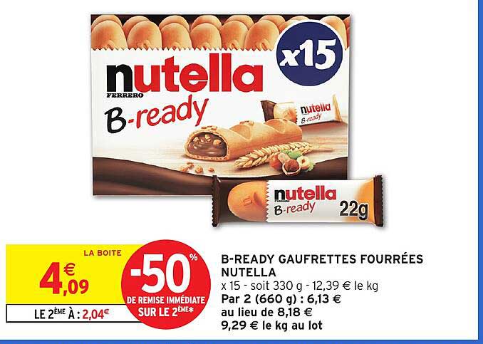 B-READY GAUFRETTES FOURRÉES NUTELLA