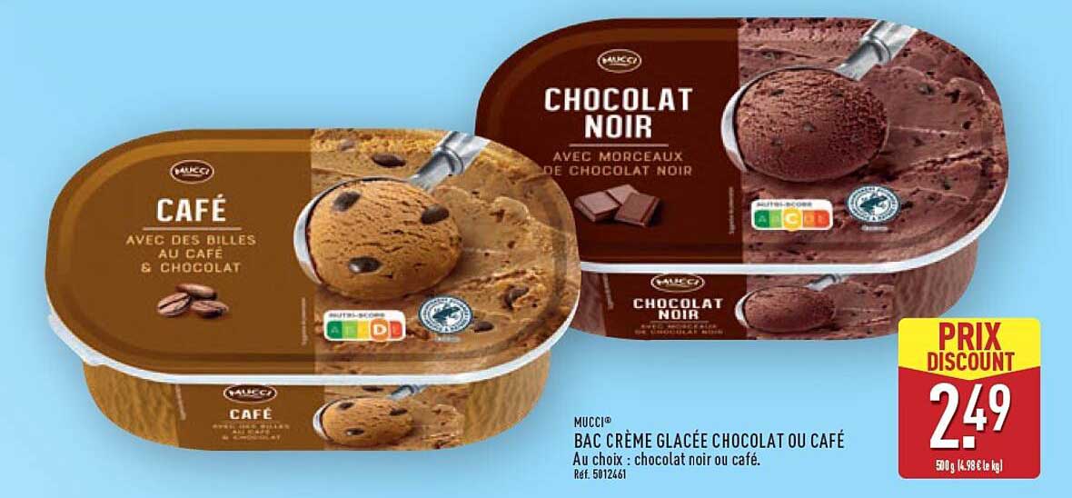 BAC CRÈME GLACÉE CHOCOLAT OU CAFÉ