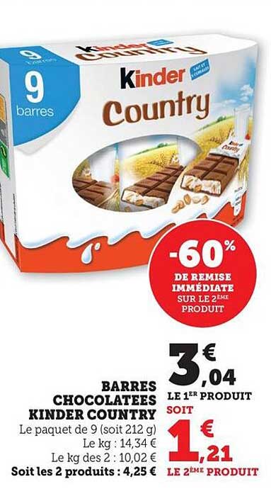 BARRES CHOCOLATEES KINDER COUNTRY